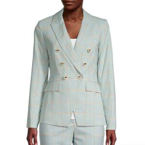 DKNY 3 Button Plaid Blazer in Rose Garden NWT